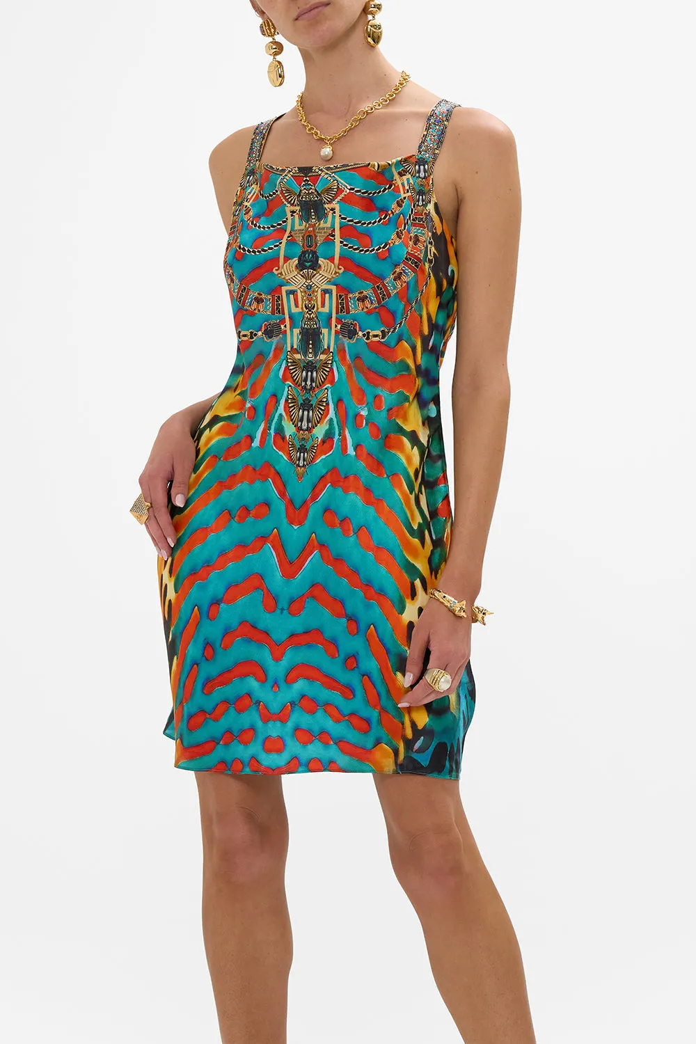 SHORT BIAS SLIP DRESS WITH WIDE STRAP DESERT VISIONS