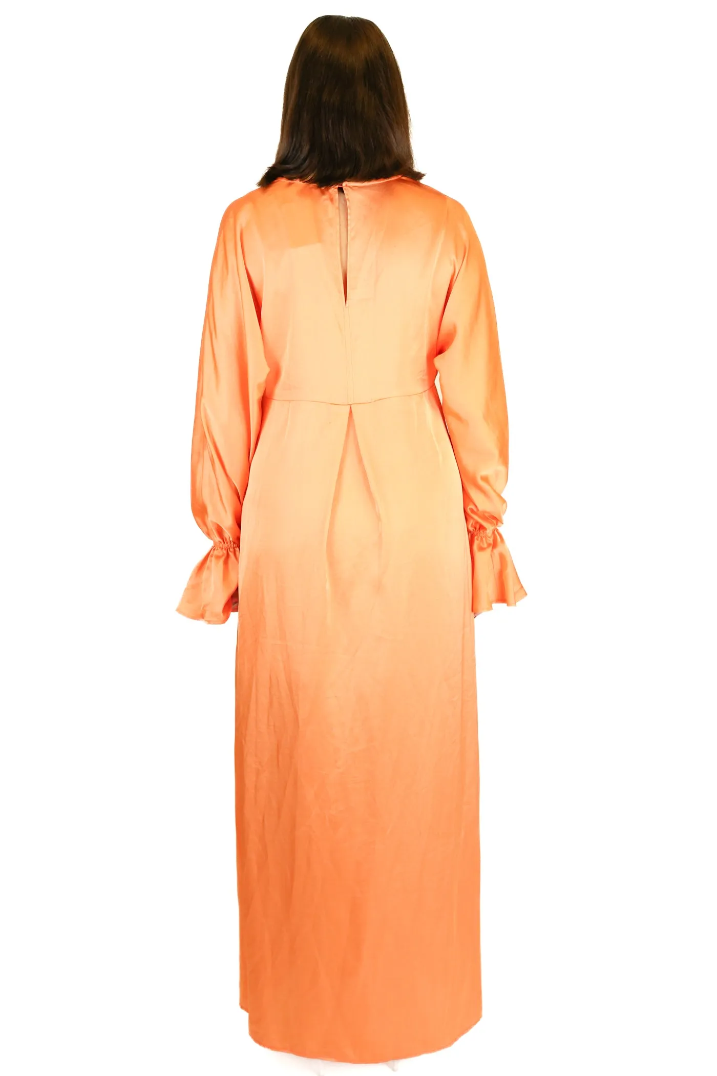 Show Me Your Mumu Orange Satin Maxi Dress (S)