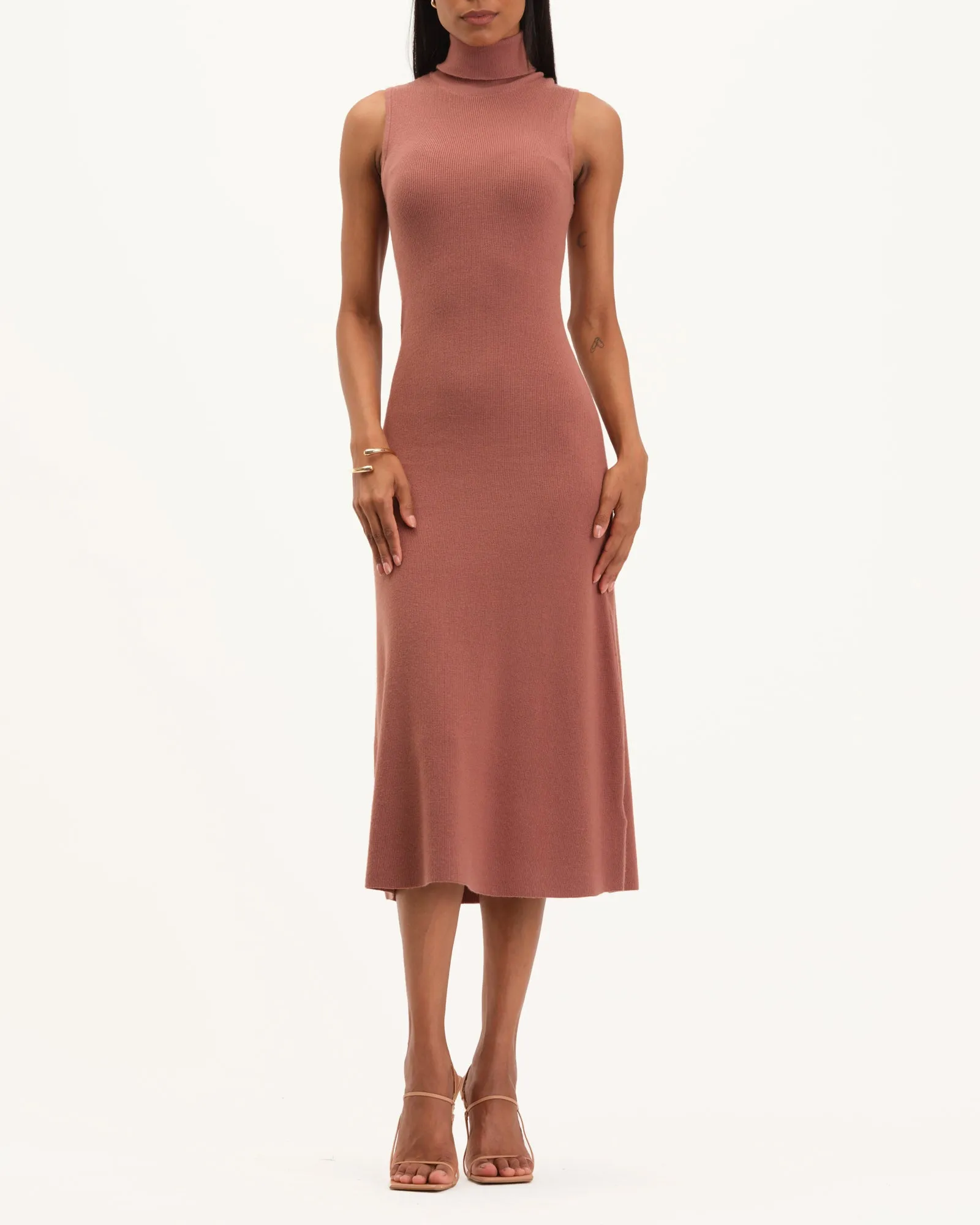 Sleeveless Turtleneck Sweater Dress