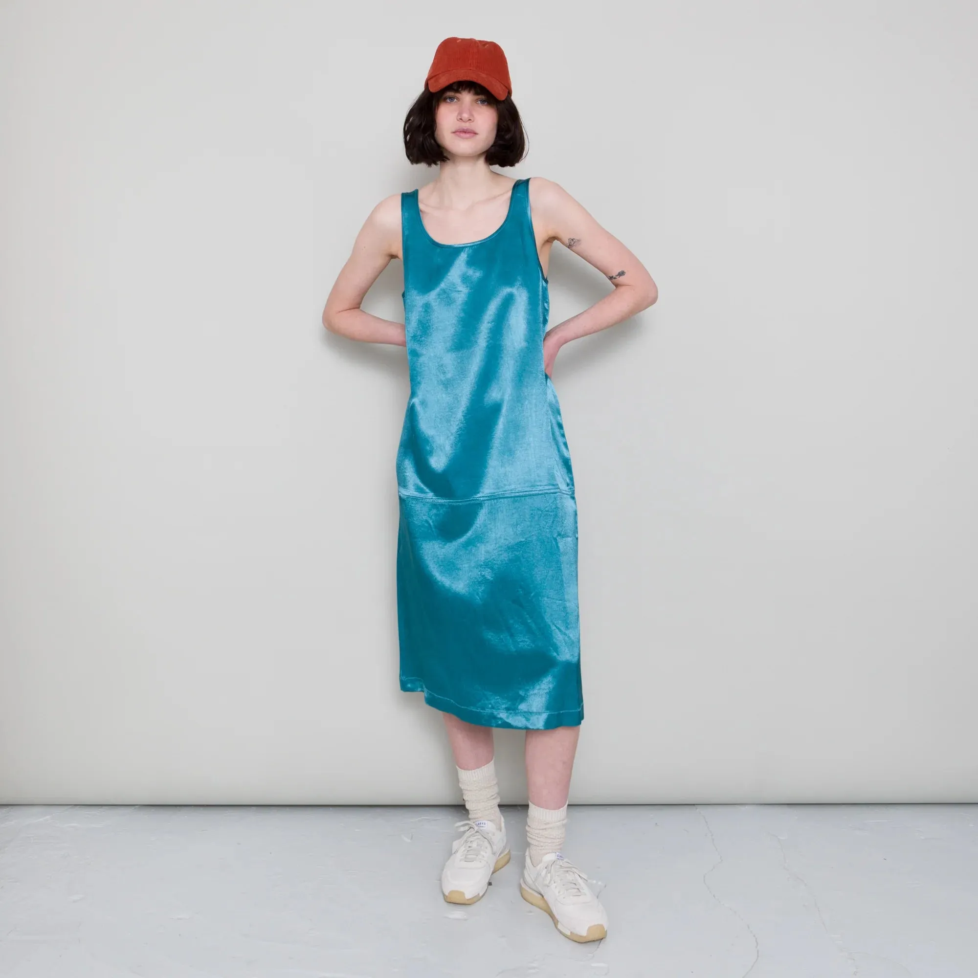 Slip Dress - Verdigris Satin