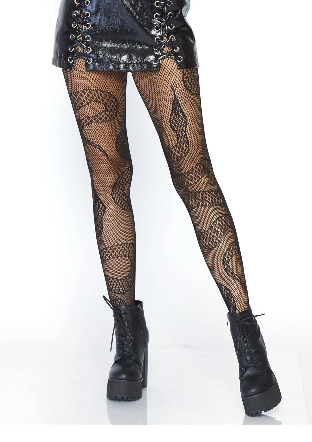 Snake Fishnet Tights - O/S