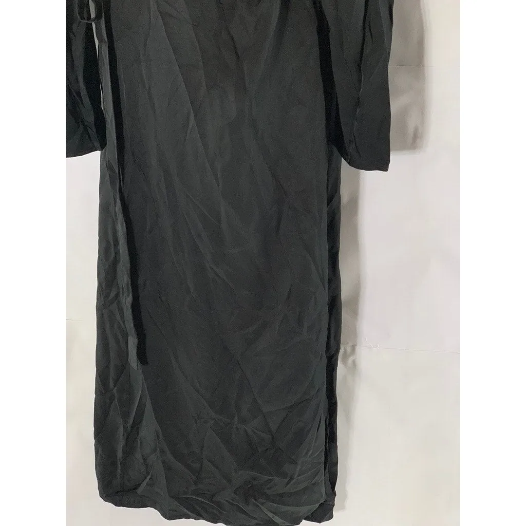 STOCKHOLM ATELIER & OTHER STORIES Women's Solid Black V-Neck Wrap Midi Dress SZ6