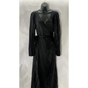 STOCKHOLM ATELIER & OTHER STORIES Women's Solid Black V-Neck Wrap Midi Dress SZ6