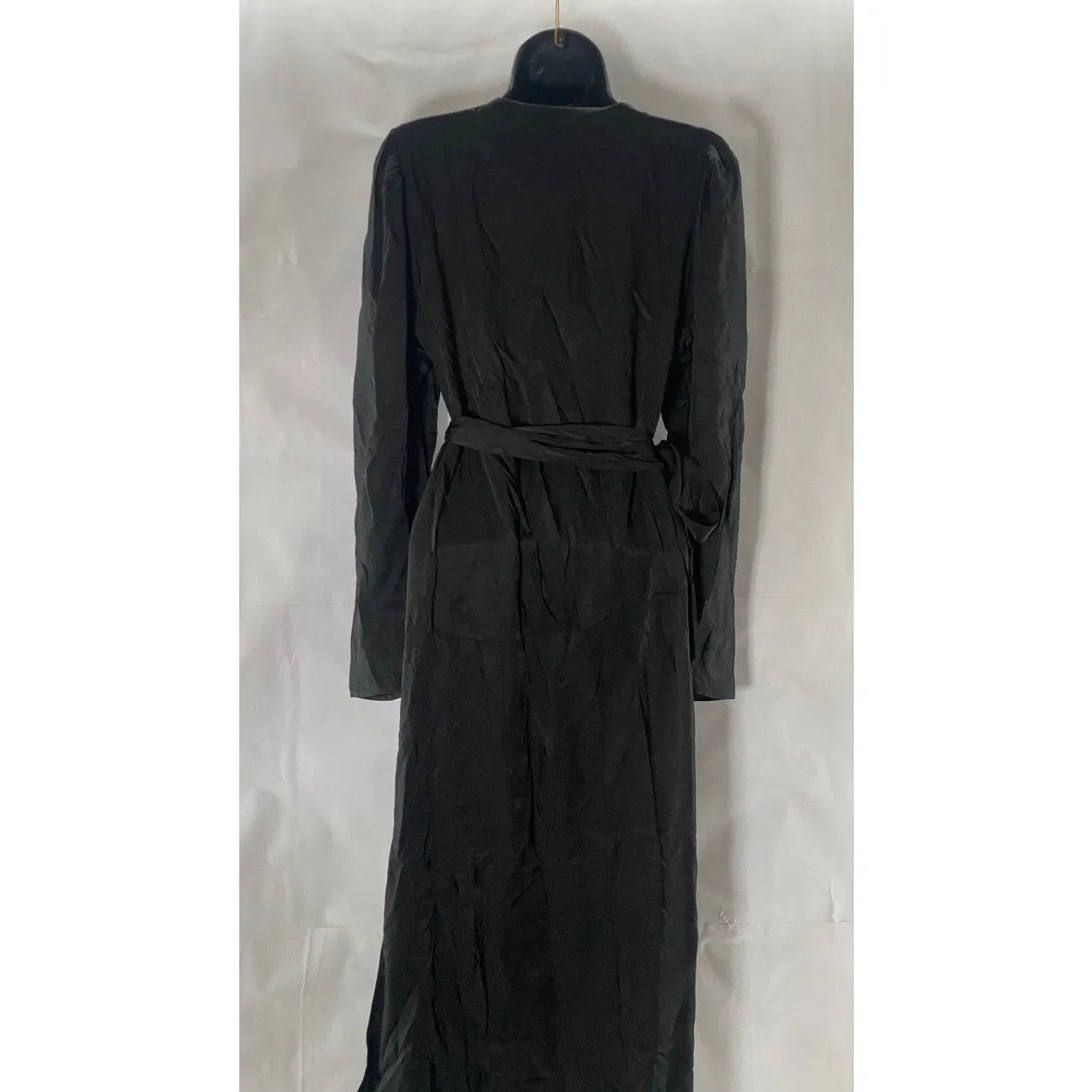 STOCKHOLM ATELIER & OTHER STORIES Women's Solid Black V-Neck Wrap Midi Dress SZ6