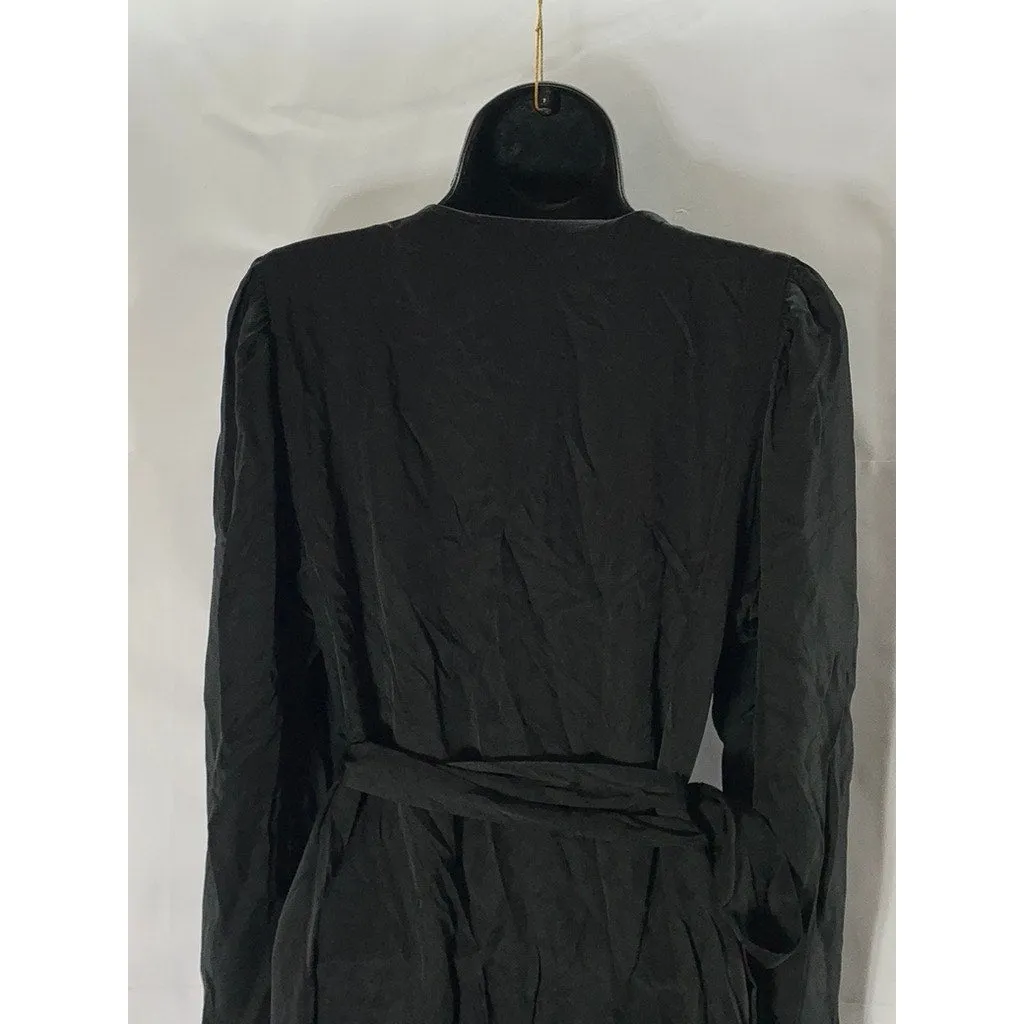 STOCKHOLM ATELIER & OTHER STORIES Women's Solid Black V-Neck Wrap Midi Dress SZ6