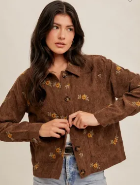 Sunflower Stroll Corduroy Shacket
