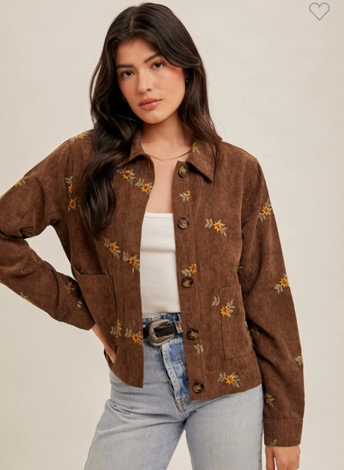 Sunflower Stroll Corduroy Shacket