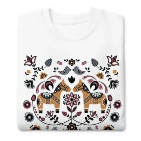 Swedish Dala Horse Fleece Sweatshirt - Light