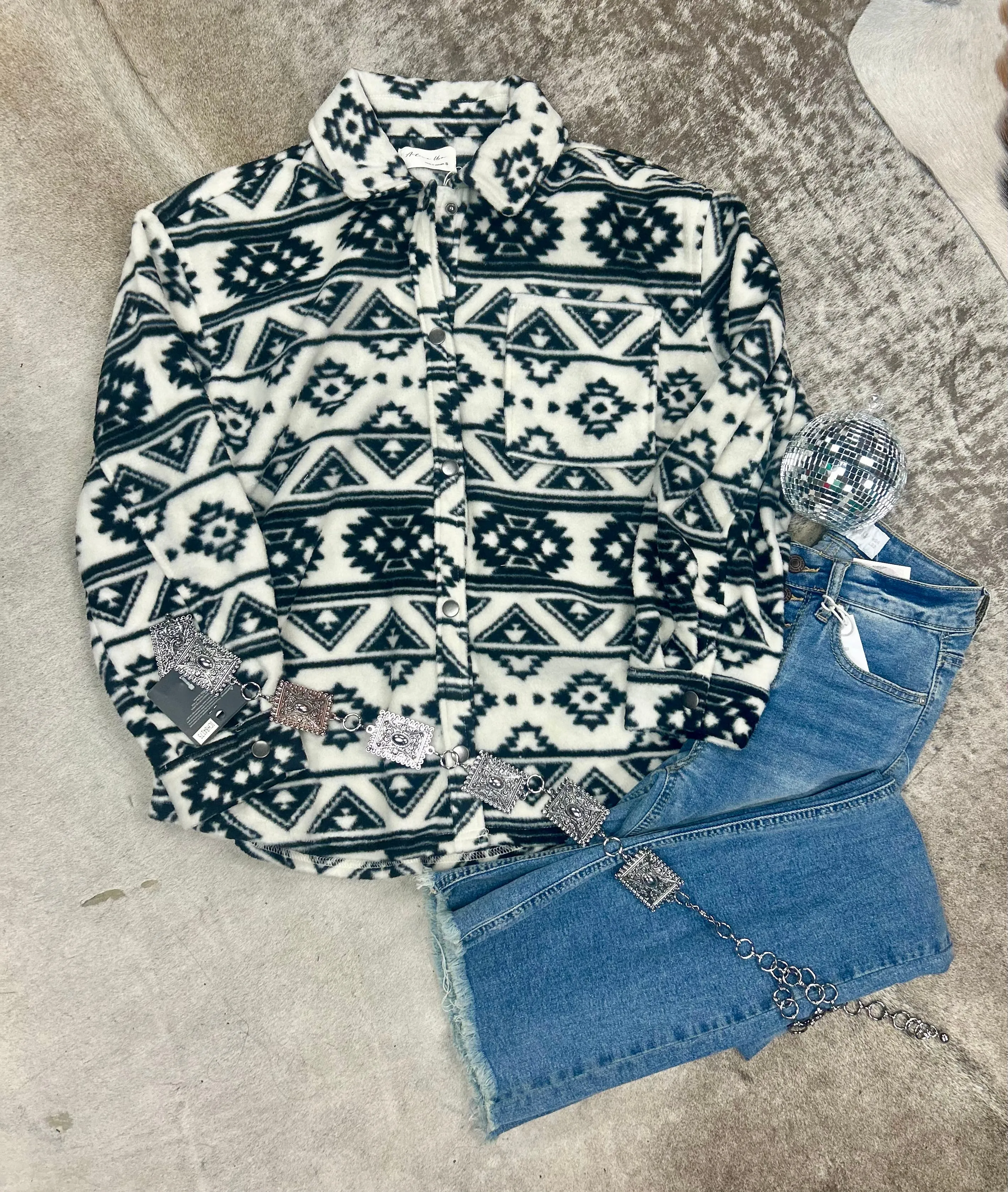 The Mesa Black Aztec Shacket S-L