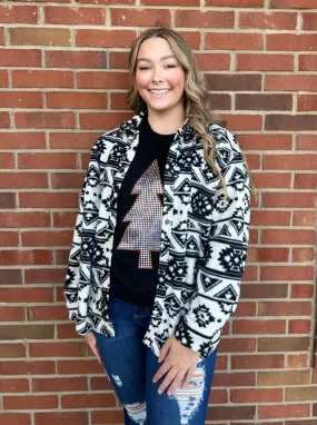 The Mesa Black Aztec Shacket S-L