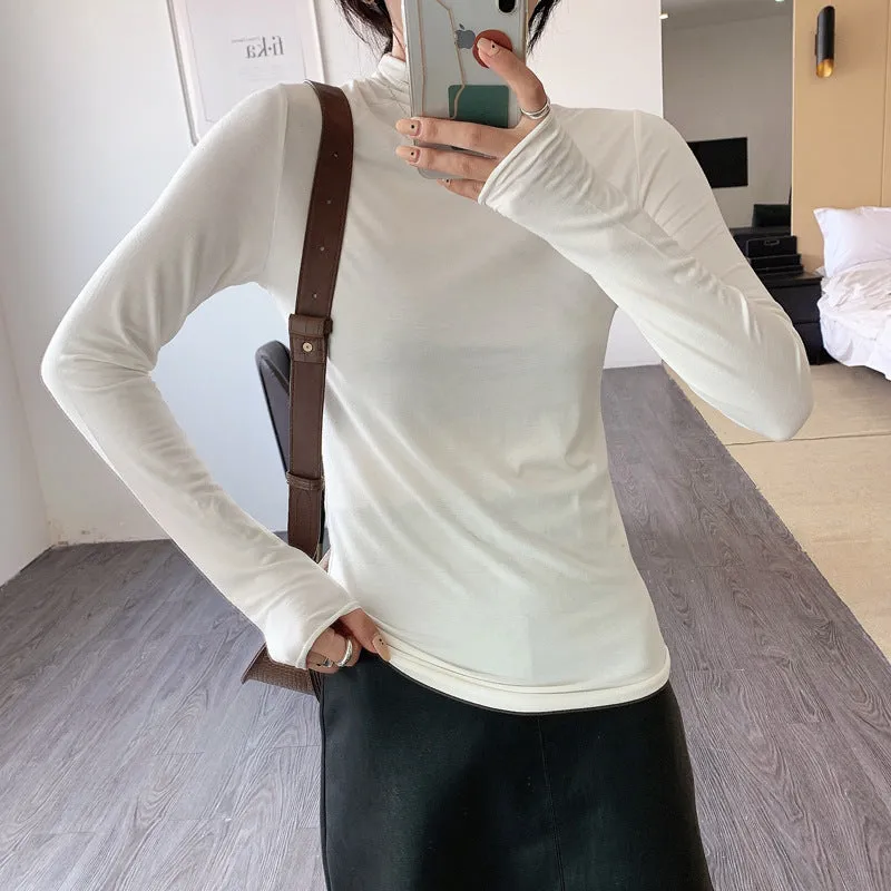 The Rock Turtleneck Half Turtleneck Bottoming Shirt Women's Long-Sleeved T-shirt Top