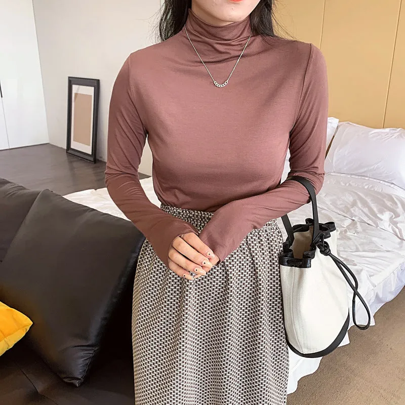 The Rock Turtleneck Half Turtleneck Bottoming Shirt Women's Long-Sleeved T-shirt Top
