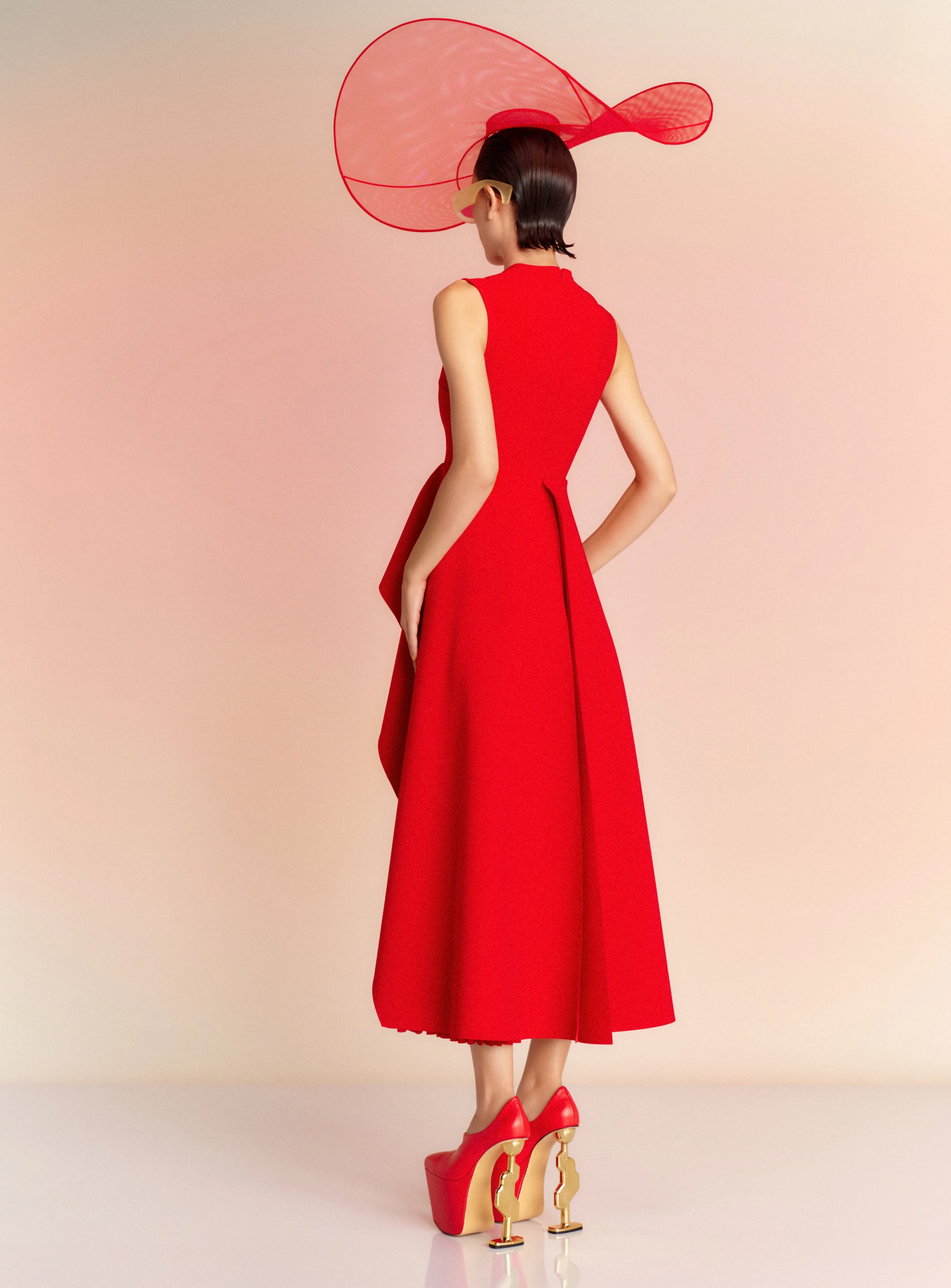 The Severny Midi Dress in Red