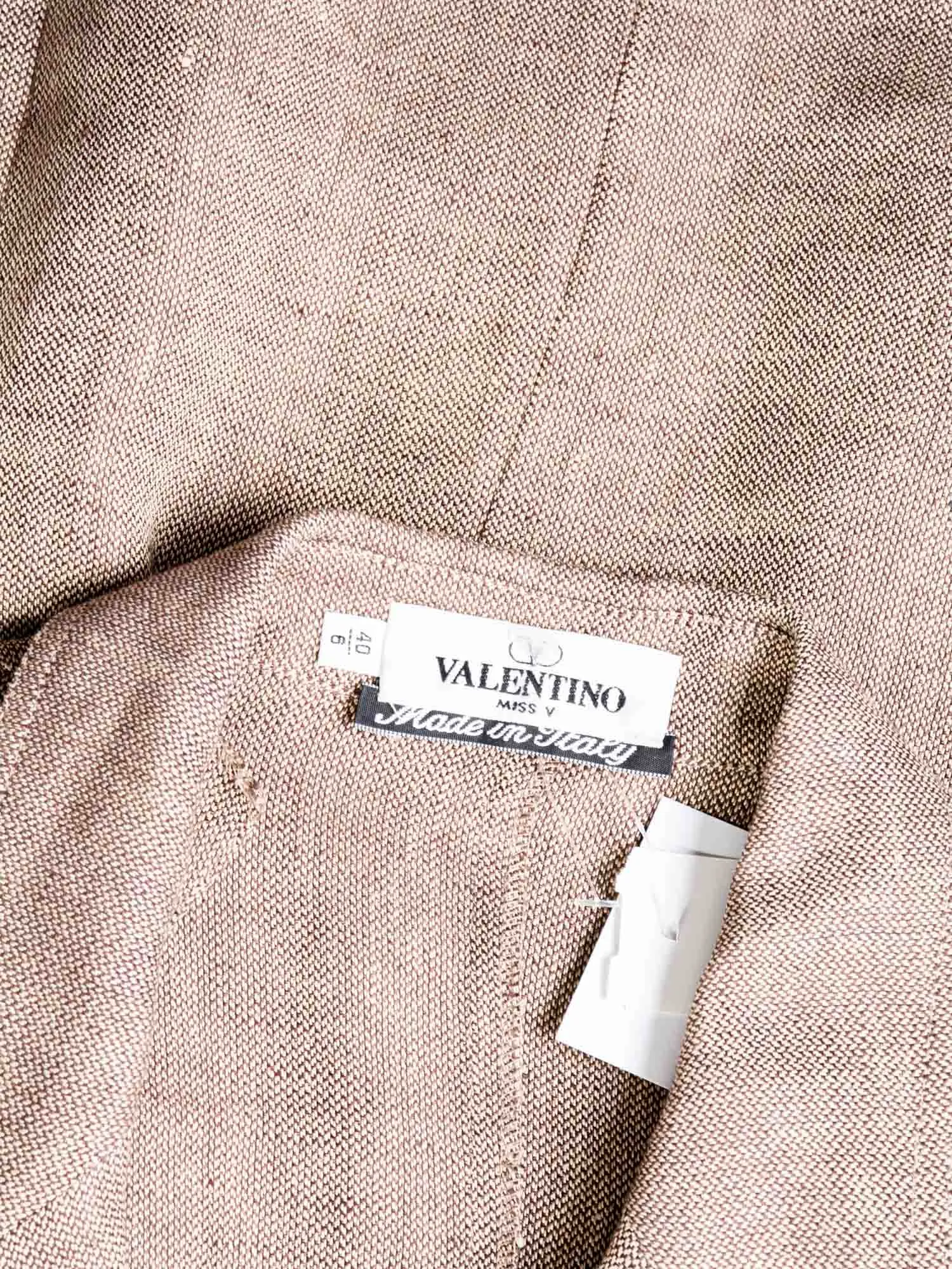 Valentino Vintage Linen Wrap Mini Dress Beige