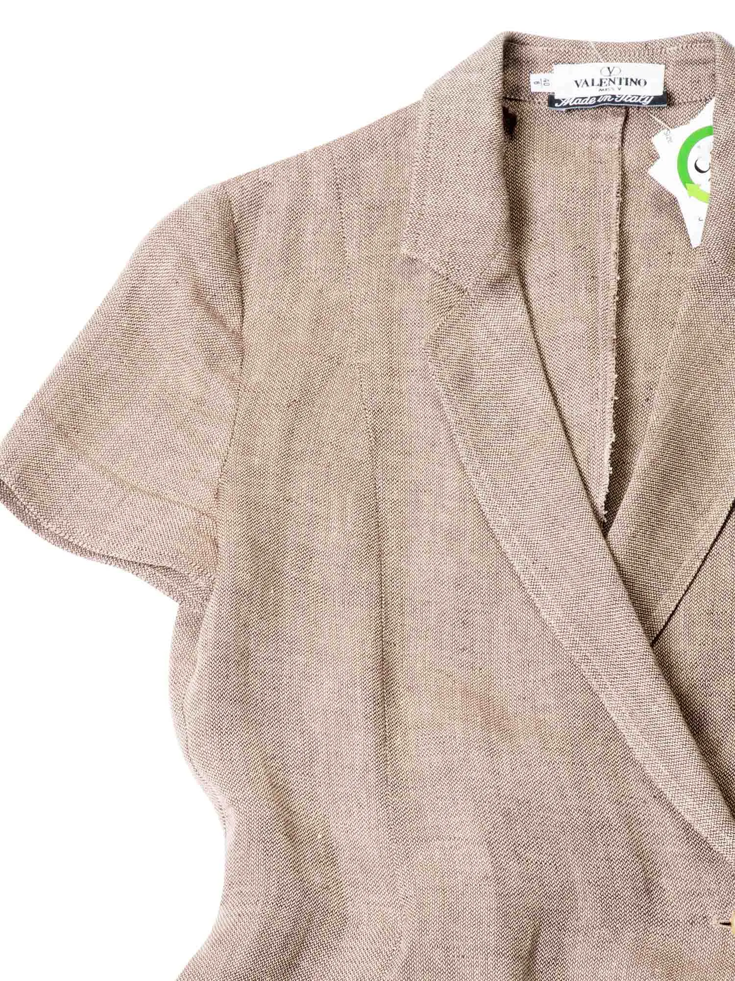 Valentino Vintage Linen Wrap Mini Dress Beige