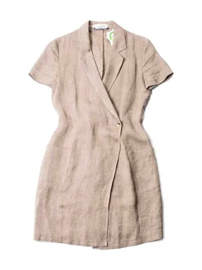 Valentino Vintage Linen Wrap Mini Dress Beige