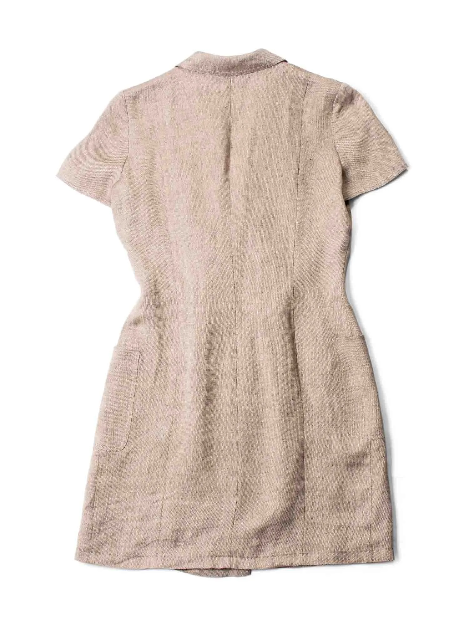 Valentino Vintage Linen Wrap Mini Dress Beige