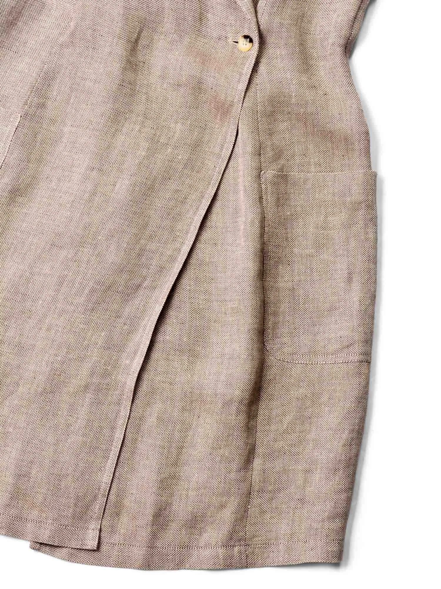 Valentino Vintage Linen Wrap Mini Dress Beige