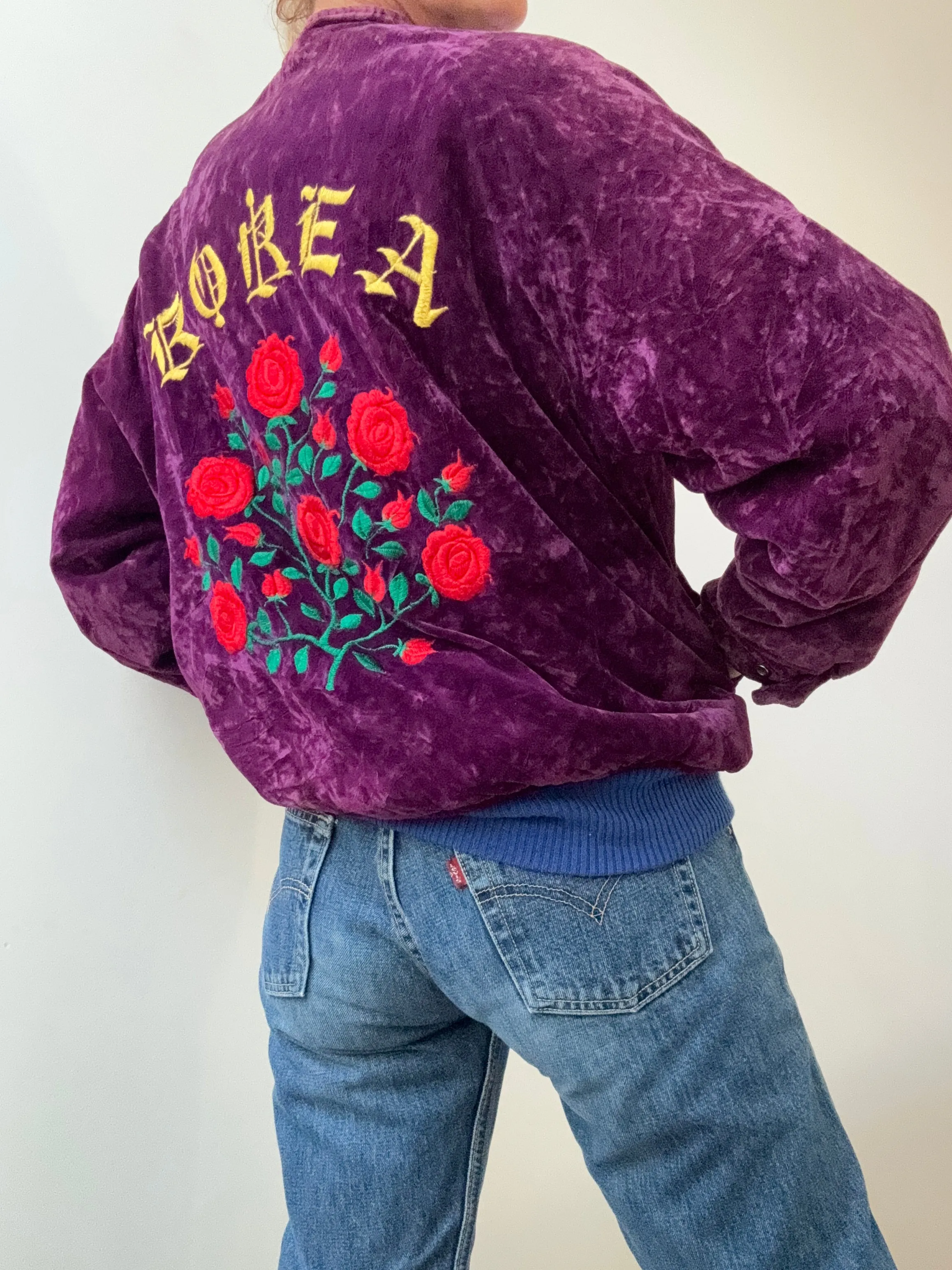 Vintage Velvet Bomber Plum