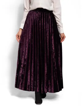 Violet Pleated Velvet Skirt