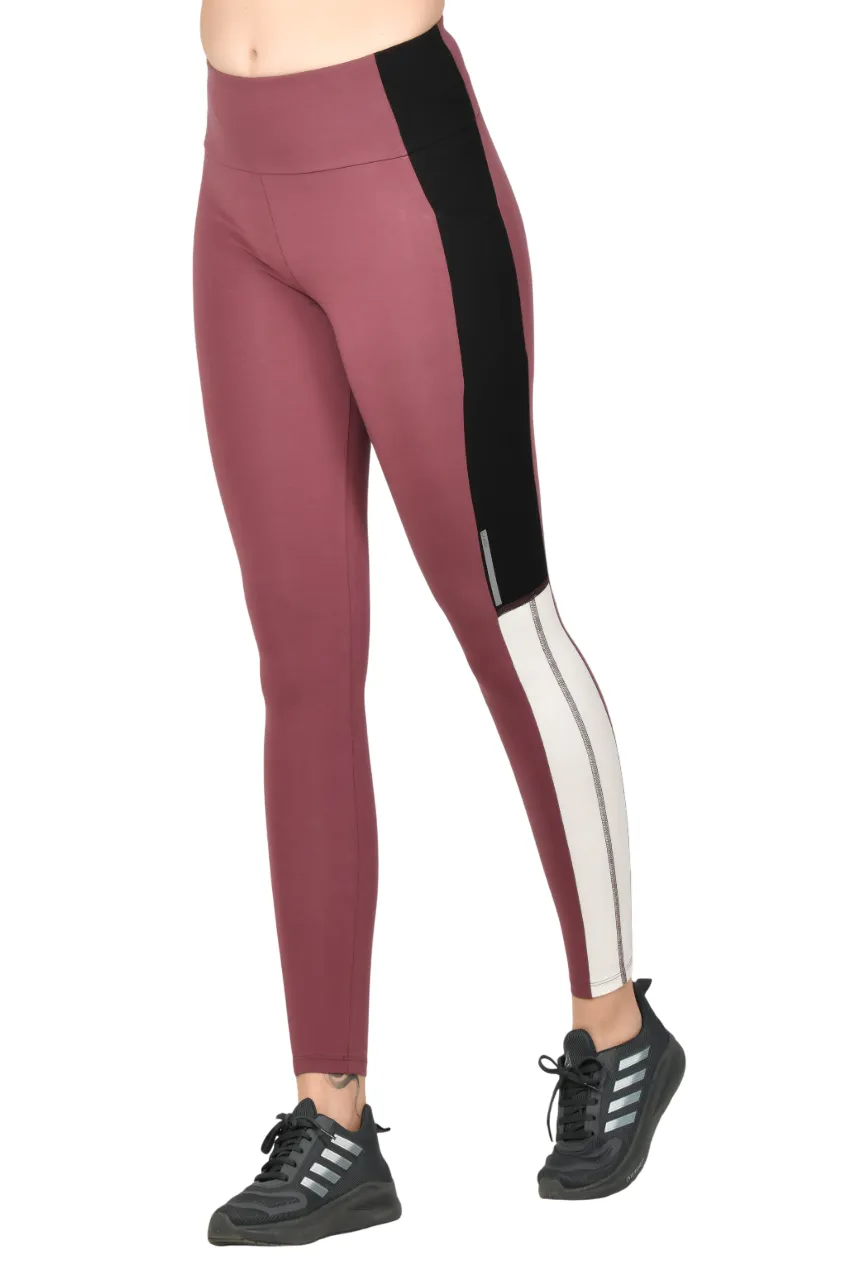 WOMEN'S COTTON SPORTS TIGHTS WITH SIDE MOBILE POCKETS & MID-RISE WAISTBAND