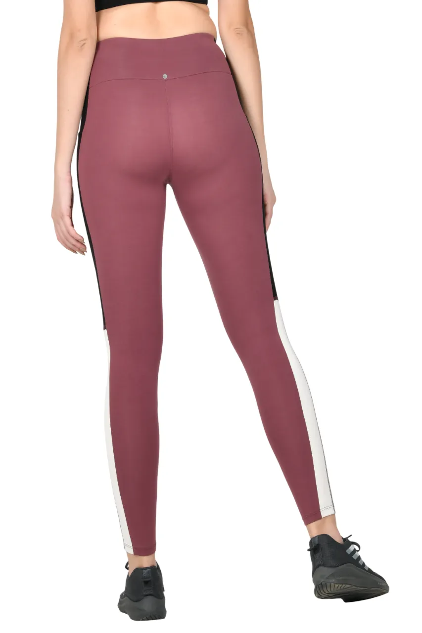 WOMEN'S COTTON SPORTS TIGHTS WITH SIDE MOBILE POCKETS & MID-RISE WAISTBAND