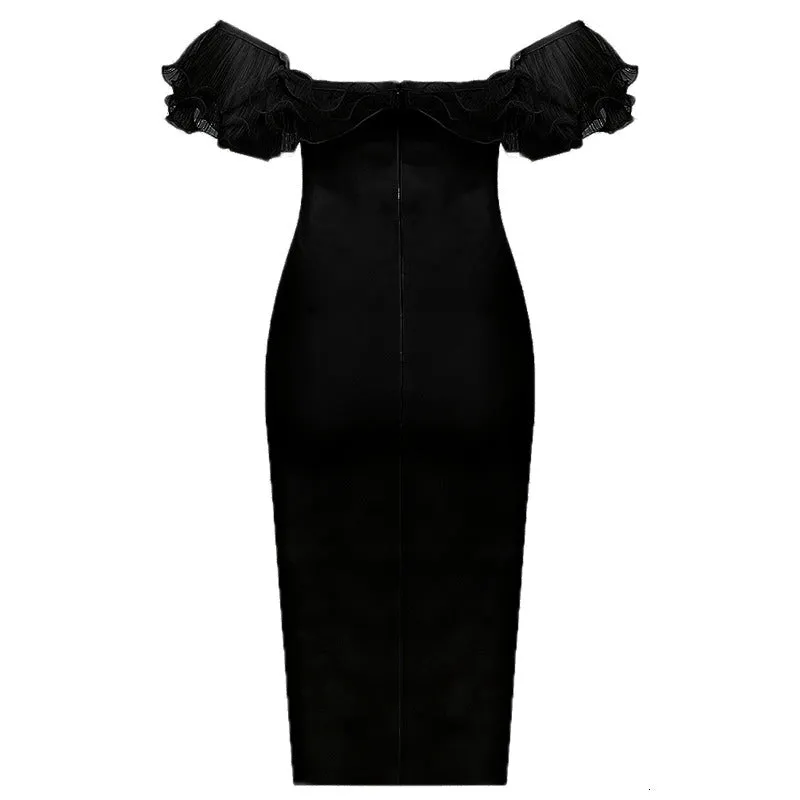 Women's Summer High-Waist Off-Shoulder Dress With Mesh