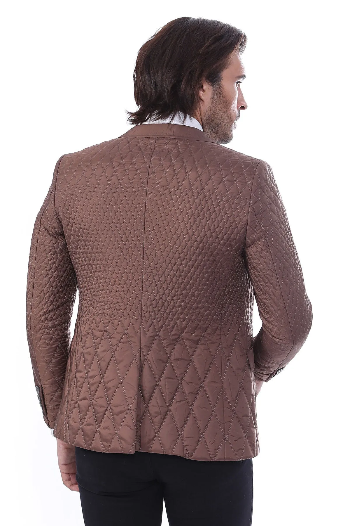 WSS 3 Pockets 2 Button Quilted Coat Jacket Tan Short Coat- - Singen