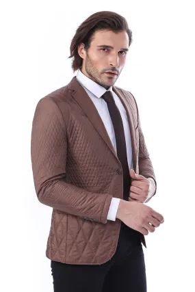 WSS 3 Pockets 2 Button Quilted Coat Jacket Tan Short Coat- - Singen