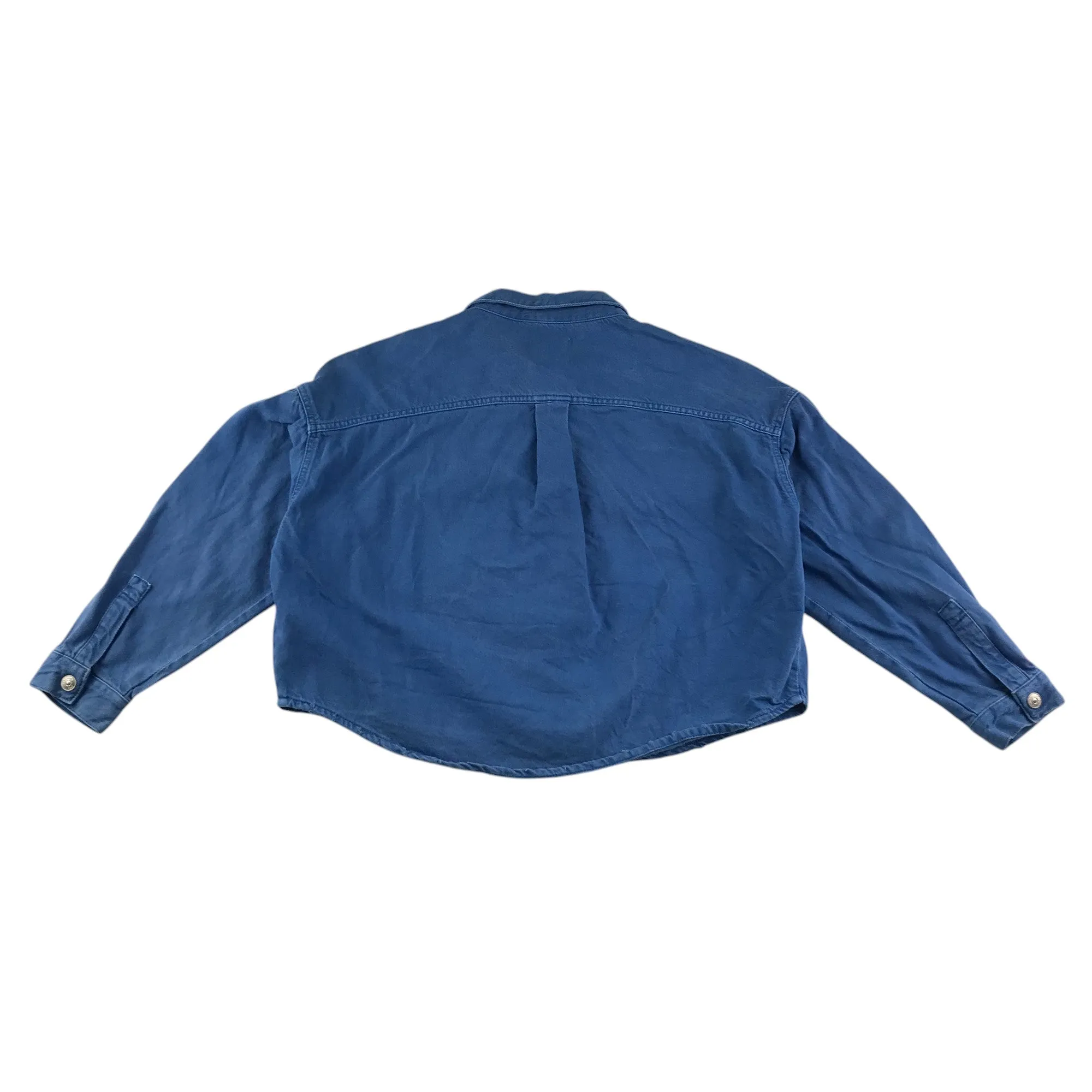 ZARA denim shacket women size S blue cropped wide body cotton